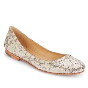 Frye Girls Carson Metallic Crackle Ballet Flats Sz 13